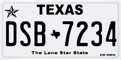 TX license plate DSB7234
