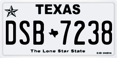 TX license plate DSB7238