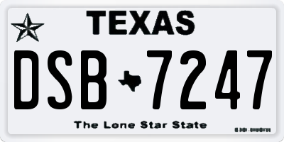 TX license plate DSB7247