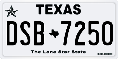 TX license plate DSB7250