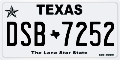 TX license plate DSB7252