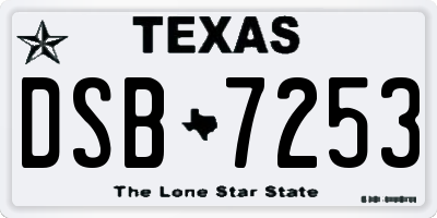 TX license plate DSB7253