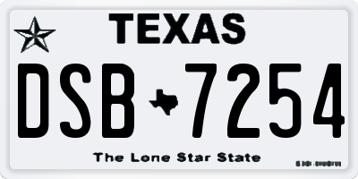 TX license plate DSB7254