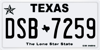 TX license plate DSB7259