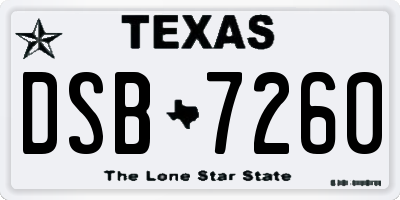 TX license plate DSB7260