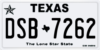 TX license plate DSB7262