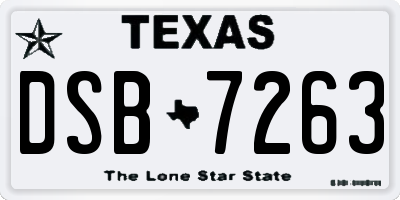 TX license plate DSB7263