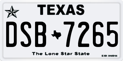 TX license plate DSB7265
