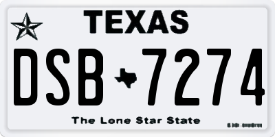 TX license plate DSB7274