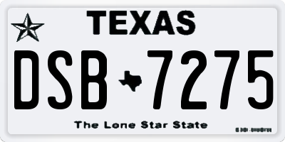 TX license plate DSB7275