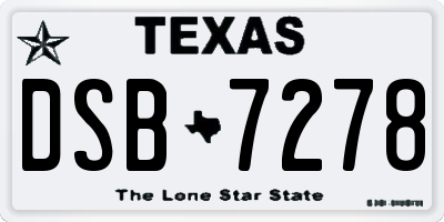 TX license plate DSB7278