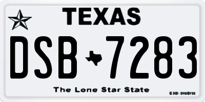 TX license plate DSB7283