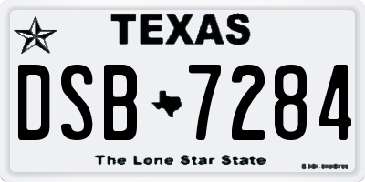 TX license plate DSB7284