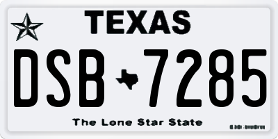 TX license plate DSB7285