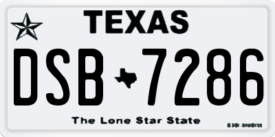 TX license plate DSB7286