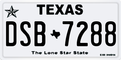 TX license plate DSB7288