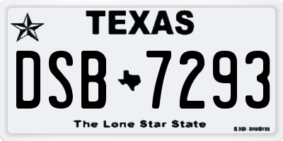 TX license plate DSB7293