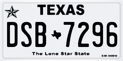 TX license plate DSB7296