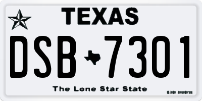 TX license plate DSB7301