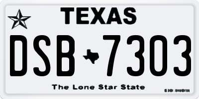 TX license plate DSB7303