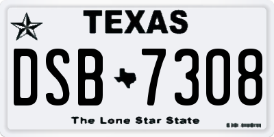 TX license plate DSB7308