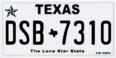 TX license plate DSB7310