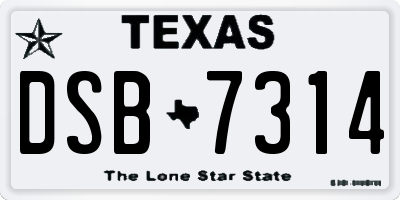 TX license plate DSB7314