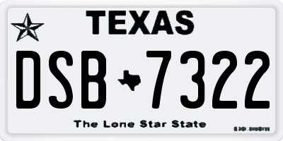 TX license plate DSB7322
