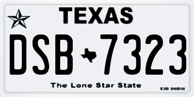 TX license plate DSB7323