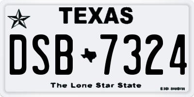 TX license plate DSB7324