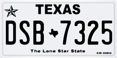 TX license plate DSB7325
