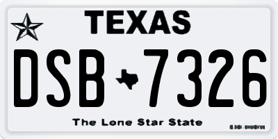 TX license plate DSB7326