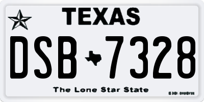 TX license plate DSB7328