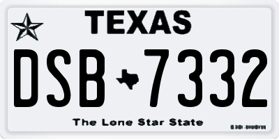 TX license plate DSB7332