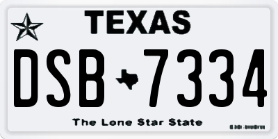 TX license plate DSB7334