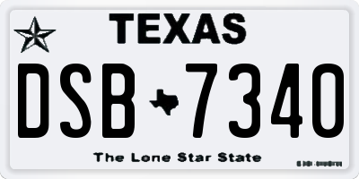 TX license plate DSB7340