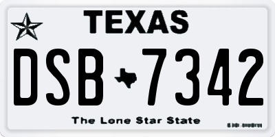 TX license plate DSB7342