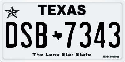 TX license plate DSB7343