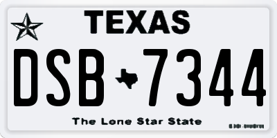 TX license plate DSB7344