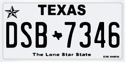 TX license plate DSB7346