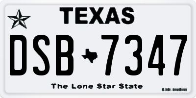 TX license plate DSB7347