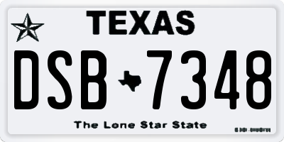 TX license plate DSB7348