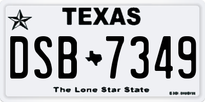 TX license plate DSB7349