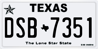 TX license plate DSB7351