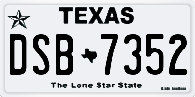 TX license plate DSB7352