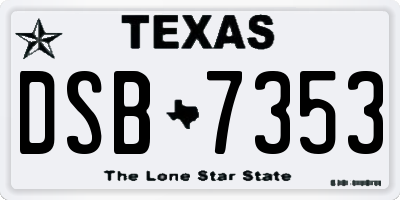 TX license plate DSB7353