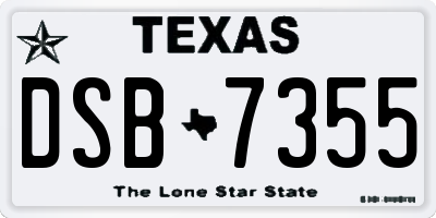 TX license plate DSB7355