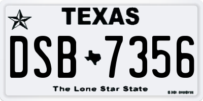 TX license plate DSB7356