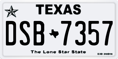 TX license plate DSB7357