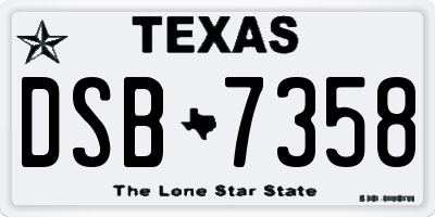 TX license plate DSB7358